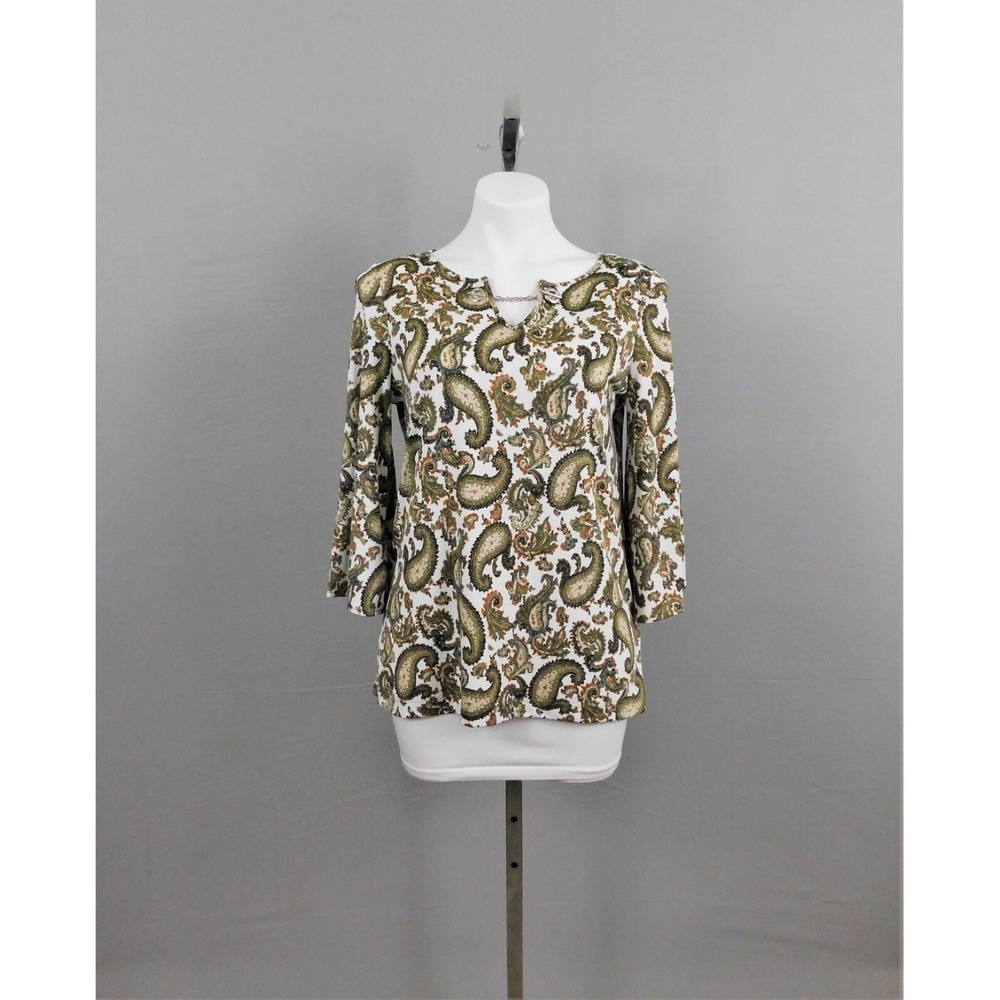 Emaline Women's Shirt, Size PM, White Multicolor, 95% Polyester, 5% Spandex
